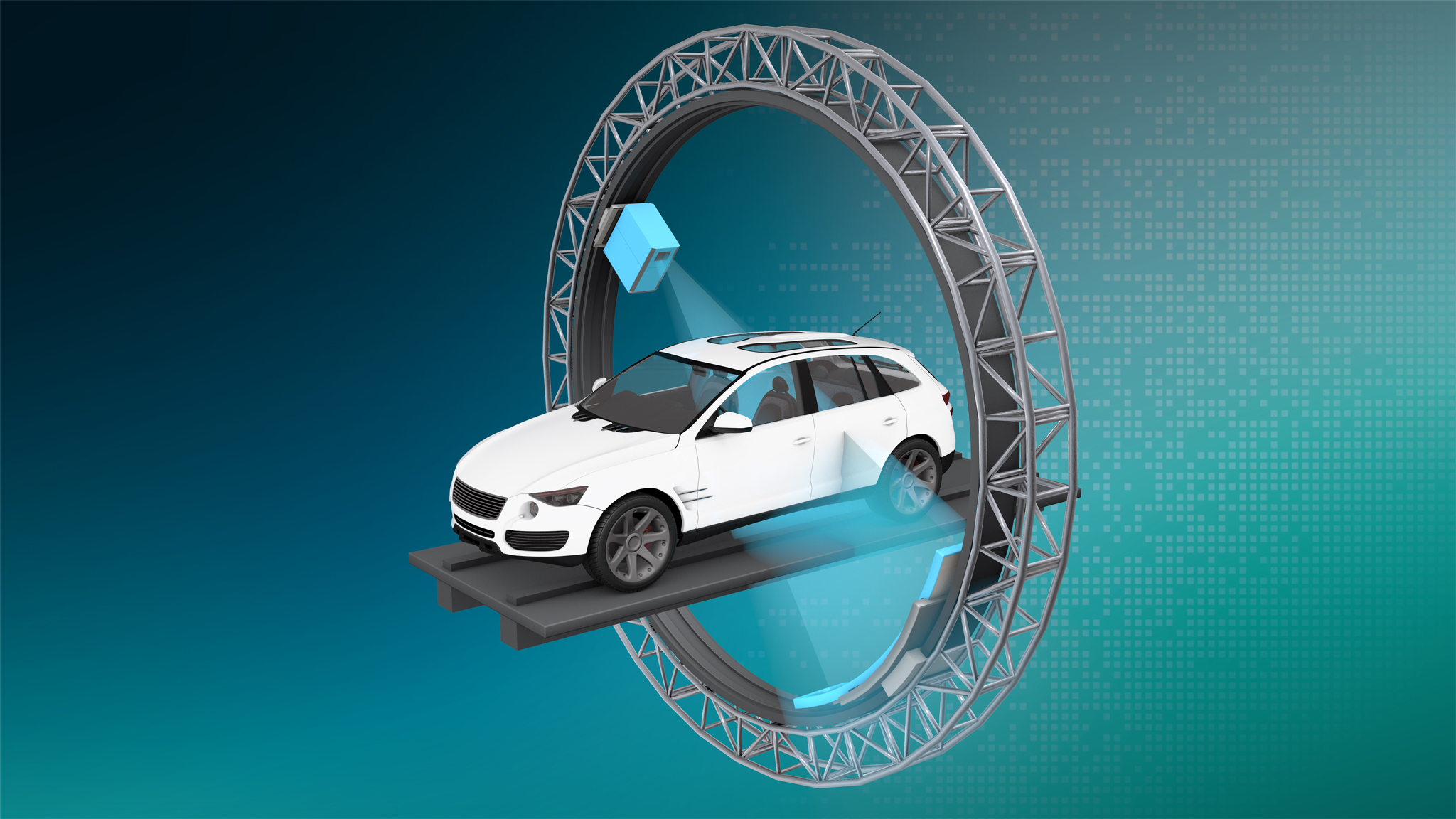 XXL-CT in Gantry-Bauweise beim Scan eines Autos